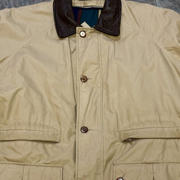Gant Bomber Jacket L Men's Vintage Beige Leather Collar Removeable Lining..VGUC! - Picture 6 of 12